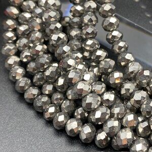 6x4.5mm Rondelle Silver Electroplate Glass Faceted Bead Strand